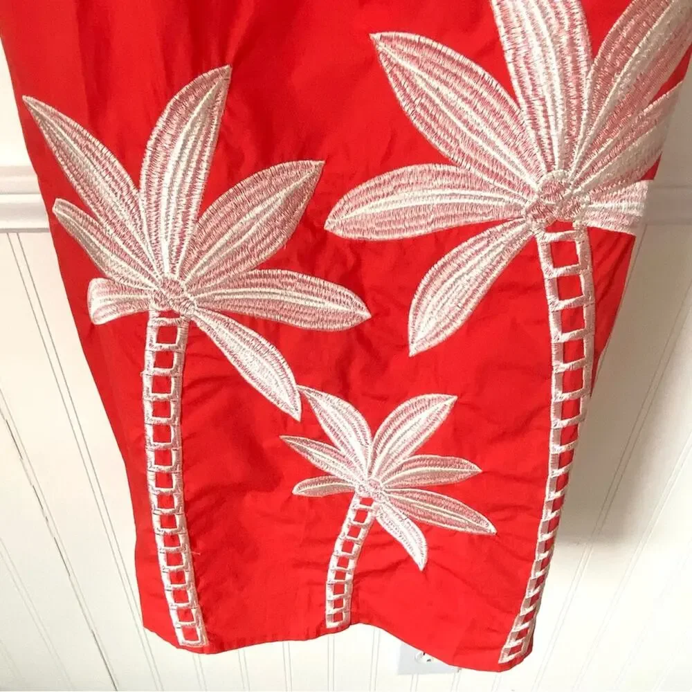 COMMENSE NWTs Embroidered Bow Detail Red Cami Midi Dress size small